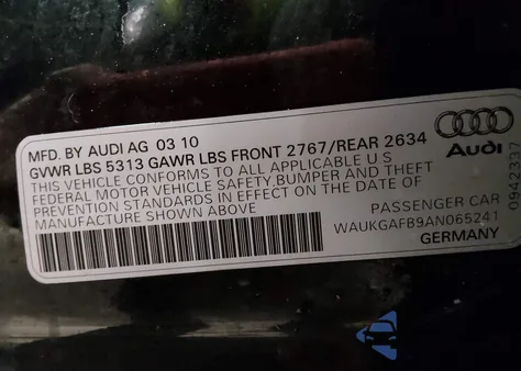 2010 Audi A6 3.0 Premium z USA, uszkodzony, nr VIN WAUKGAFB9AN065241